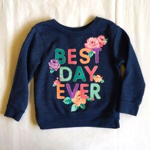 garanimals navy floral glitter graphic crewneck sweatshirt 2T toddler girls